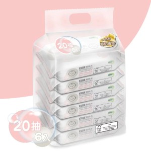 nac nac｜EDI超純水濕巾 串裝柔濕巾 20抽6入