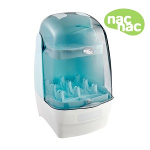 nac nac｜NEW 觸控式消毒烘乾鍋T1-特仕版 (碧湖藍) 【贈妍心35%晶透防脹氣玻璃寬口奶瓶120mL茉莉綠】